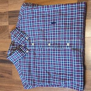Ralph Lauren Polo Red Navy Classic Plaid Natural Stretch Button Down Shirt Large